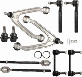 LABLT ES800762 EV800609 10Pcs Front Upper and Lower Control Arm Ball Joint Tie Rod End Sway Bar Link LH & RH Replacement for Hummer H3 2006-2010