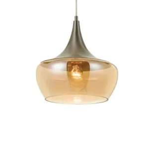 LANDY - Elegant Nickel & Champagne Glass 1 Light Pendant