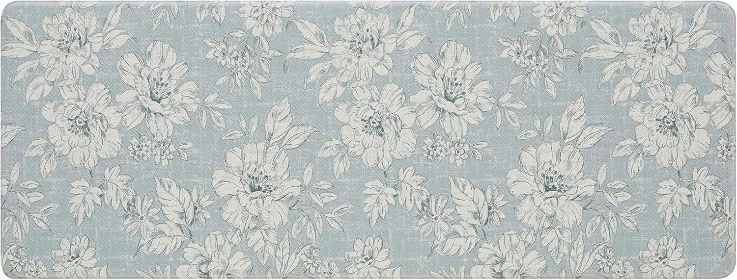 Laura Ashley – Anti-Fatigue Kitchen Mat | Iris Floral Design | Stain, Water & Fade Resistant | Cooking & Standing Relief | Non-Slip Backing | Measures 17.5” x 48”| Light Blue Iris