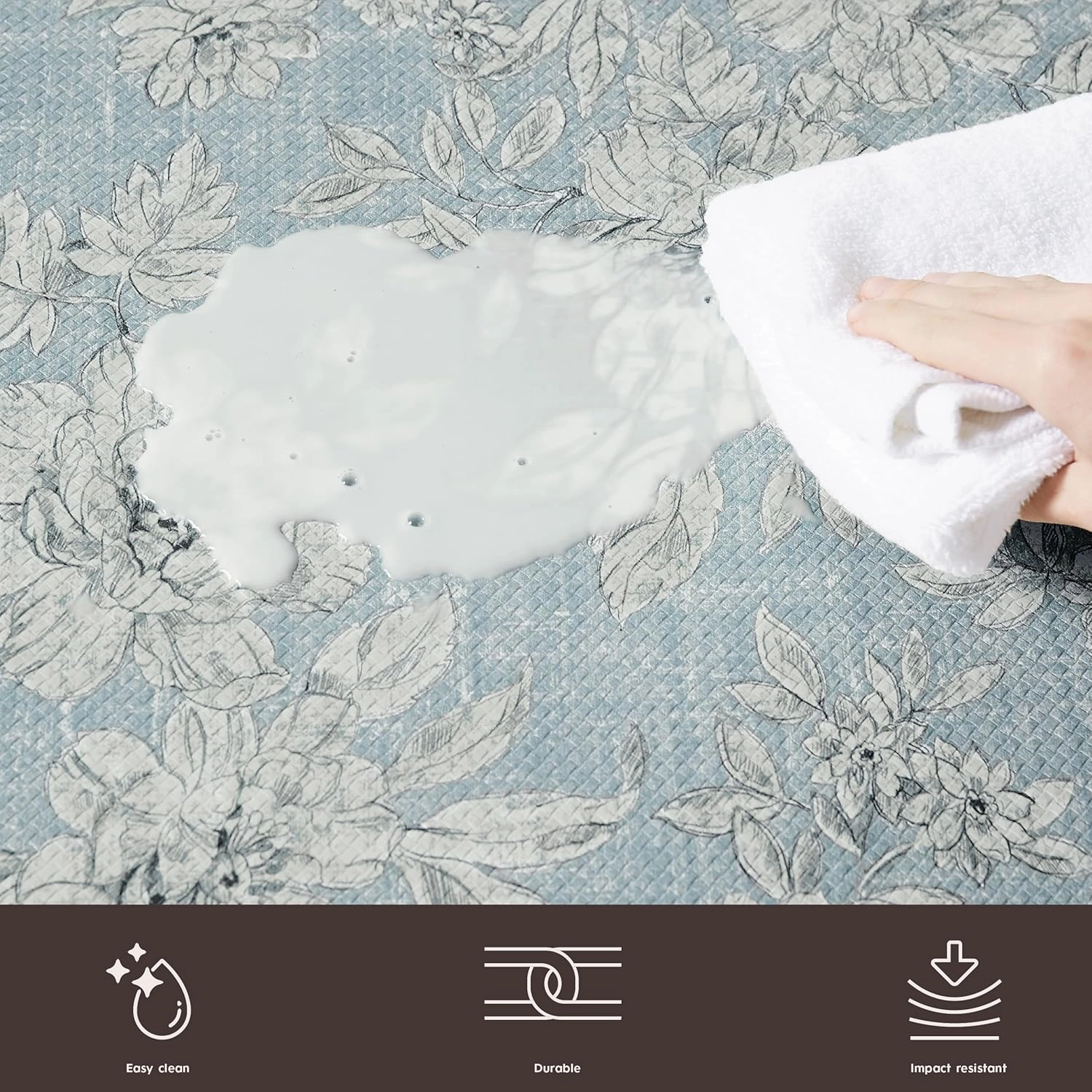 Laura Ashley – Anti-Fatigue Kitchen Mat | Iris Floral Design | Stain, Water & Fade Resistant | Cooking & Standing Relief | Non-Slip Backing | Measures 17.5” x 48”| Light Blue Iris
