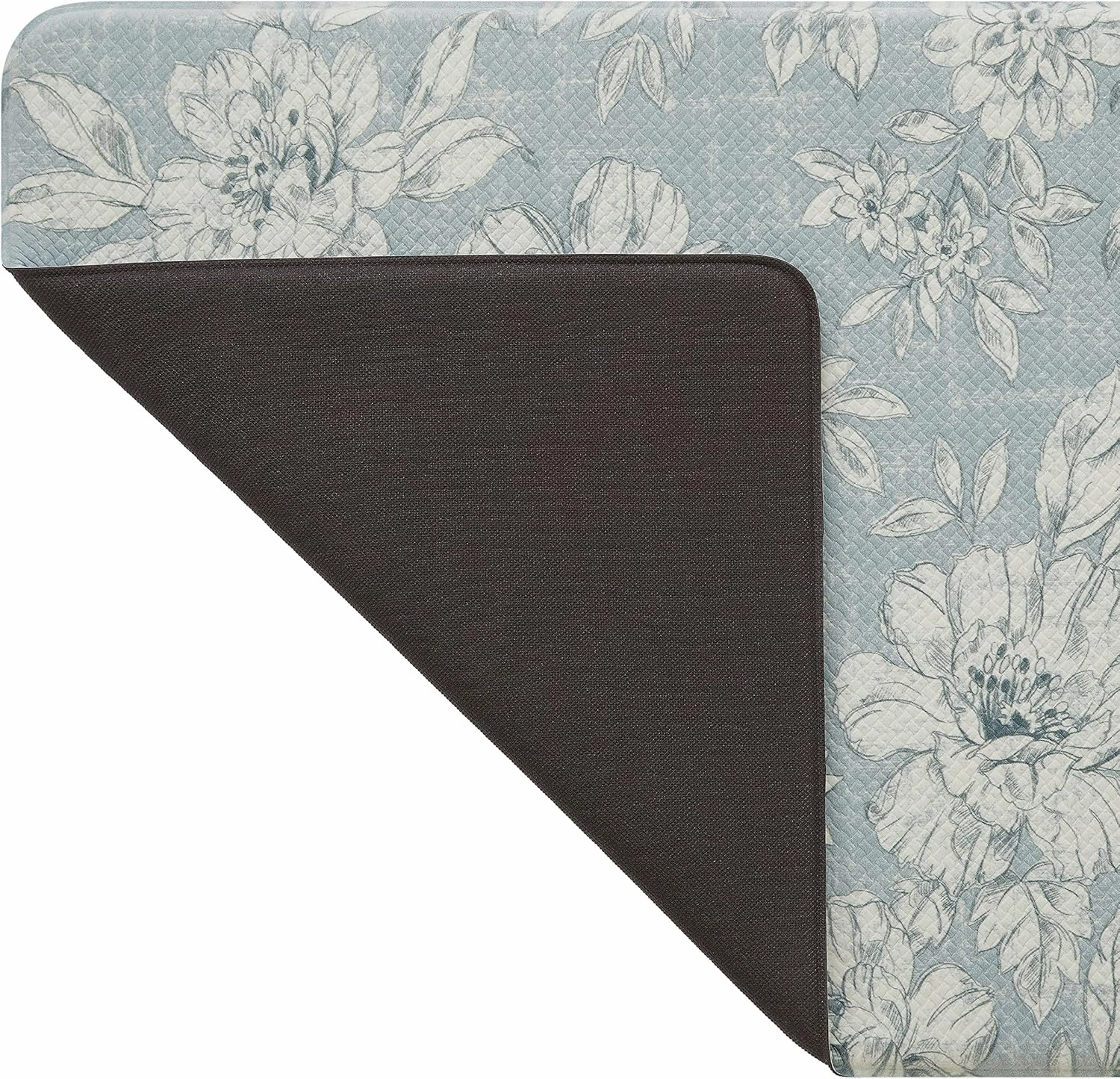 Laura Ashley – Anti-Fatigue Kitchen Mat | Iris Floral Design | Stain, Water & Fade Resistant | Cooking & Standing Relief | Non-Slip Backing | Measures 17.5” x 48”| Light Blue Iris