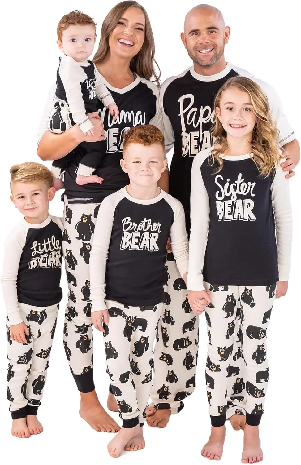 Lazy One Matching Family Pajama Sets for Adults, Kids, and Baby (Family Bear)