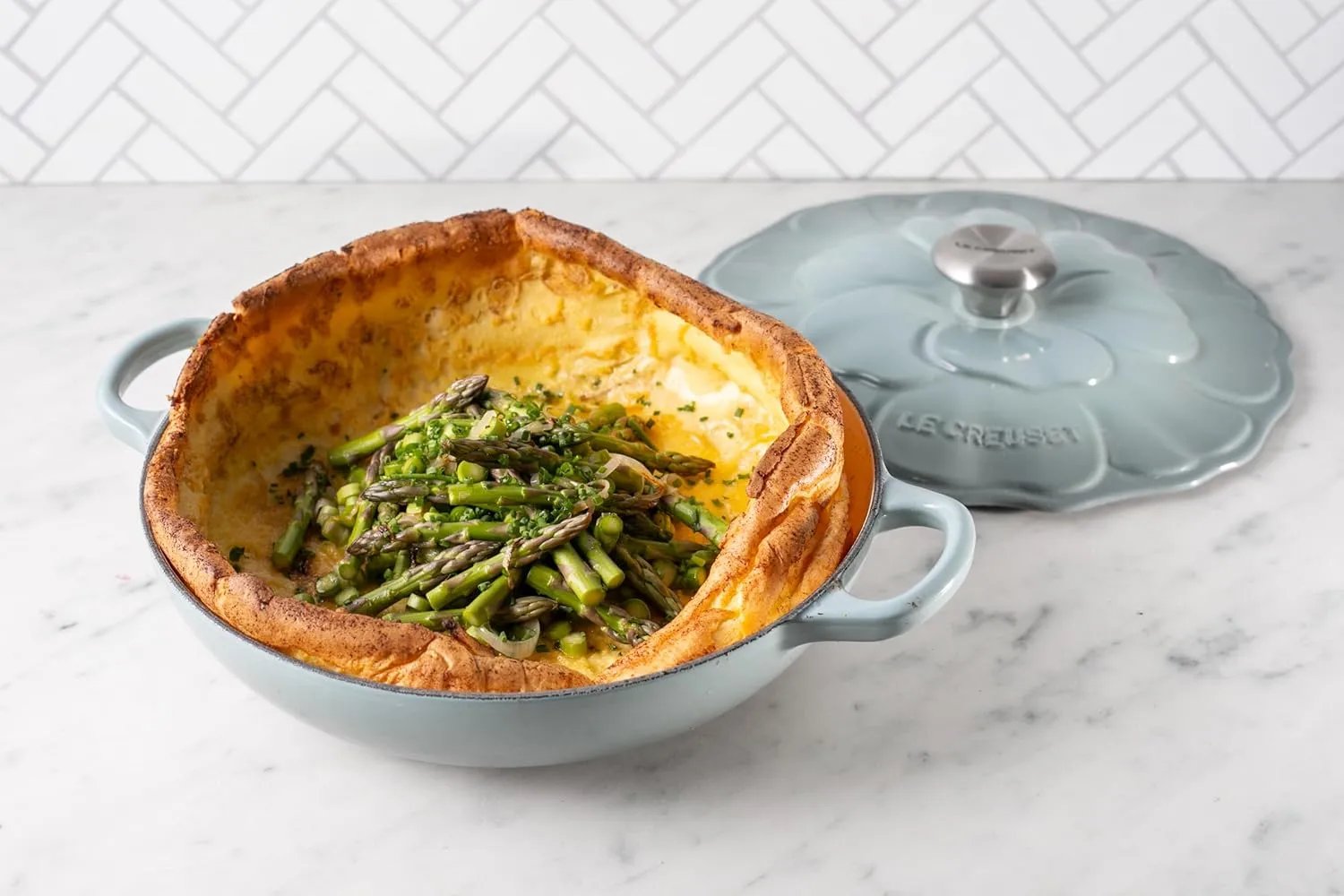 Le Creuset Signature Enameled Cast Iron Petal Braiser, 2.25qt., Sea Salt