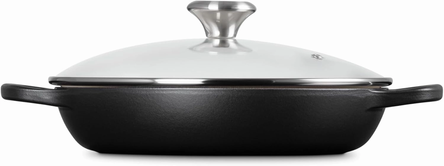 Le Creuset Enameled Cast Iron Signature Round Braiser with Glass Lid, 2.25 qt., Licorice