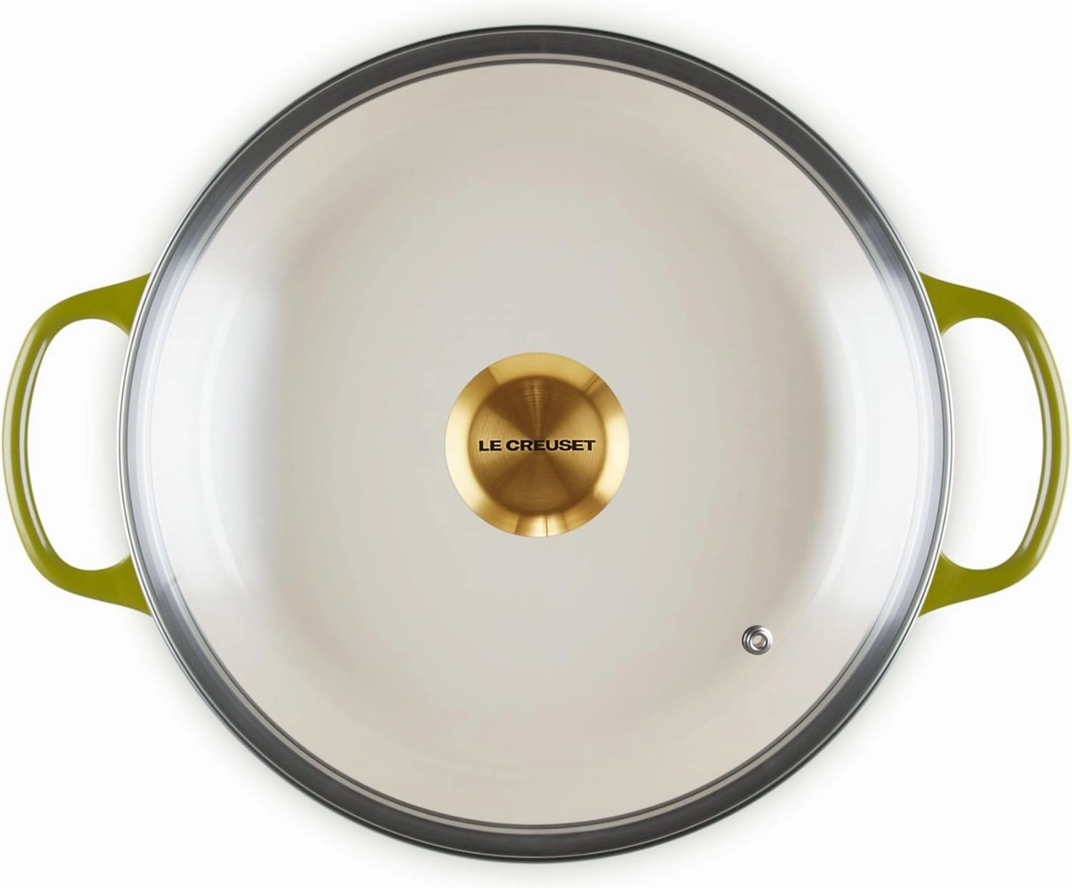 Le Creuset Enameled Cast Iron Signature Round Braiser with Glass Lid, 2.25 qt., Olive with Gold Knob