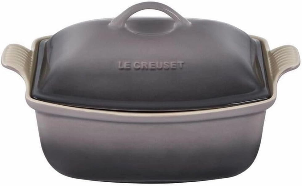 Le Creuset Heritage Stoneware Deep Baker with Lid, 4.5 qt., Oyster