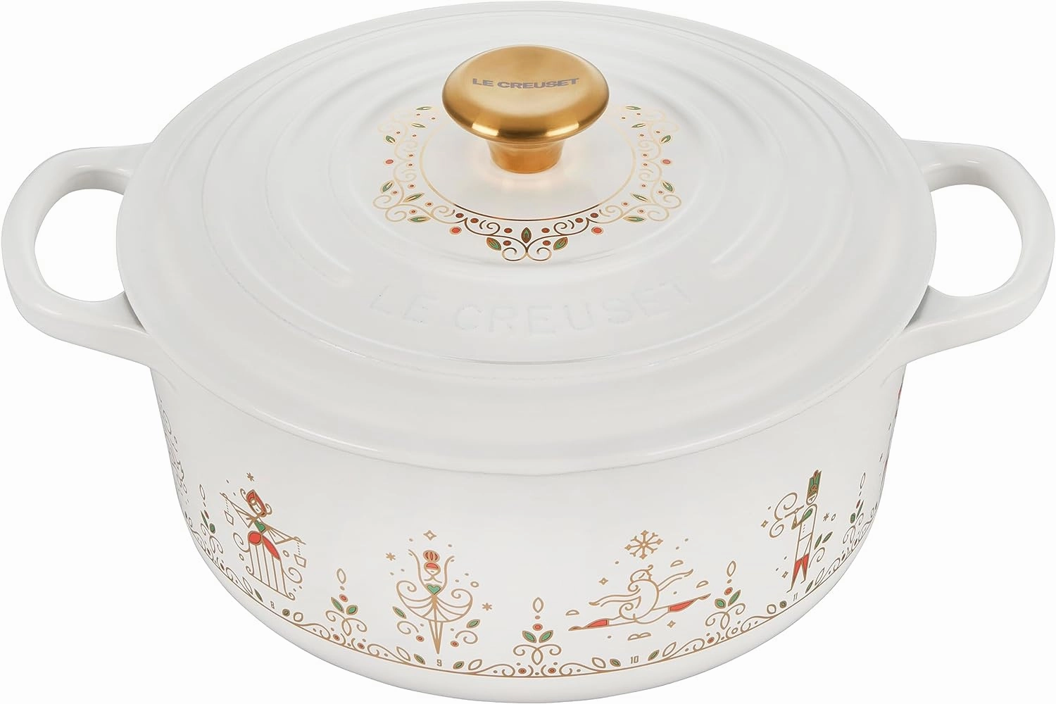 Le Creuset Noël Collection Enameled Cast Iron 12 Days of Christmas Round Dutch Oven, 3.5 qt., White