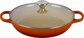 Le Creuset of America Enameled Cast Iron Buffet Casserole with Glass Lid, 3 1/2 quart, Flame