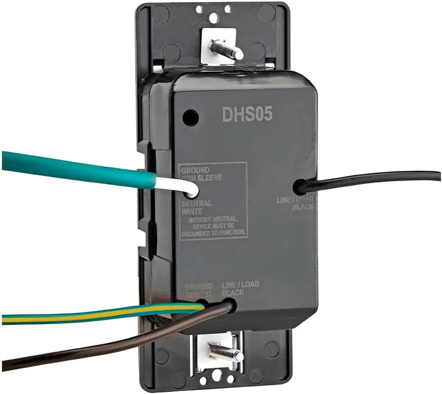 Leviton Decora in-Wall Humidity Sensor and Fan Control Switch, 1/4 HP, Residential Grade, Single Pole, Light Almond, DHS05-1LT
