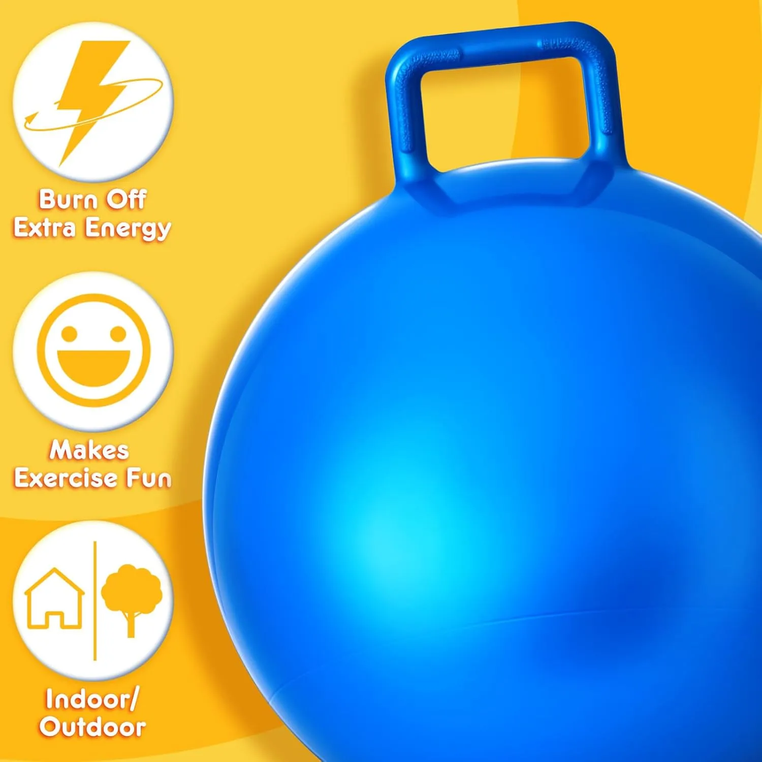 Lewtemi 2 Pcs 20 Inch Big Bouncing Ball with Handle Hopper Ball Jumping Hopping Ball Bouncy Ball for Adults Exercise Ball and Air Pump for Outdoor Sports Game(Red, Blue)