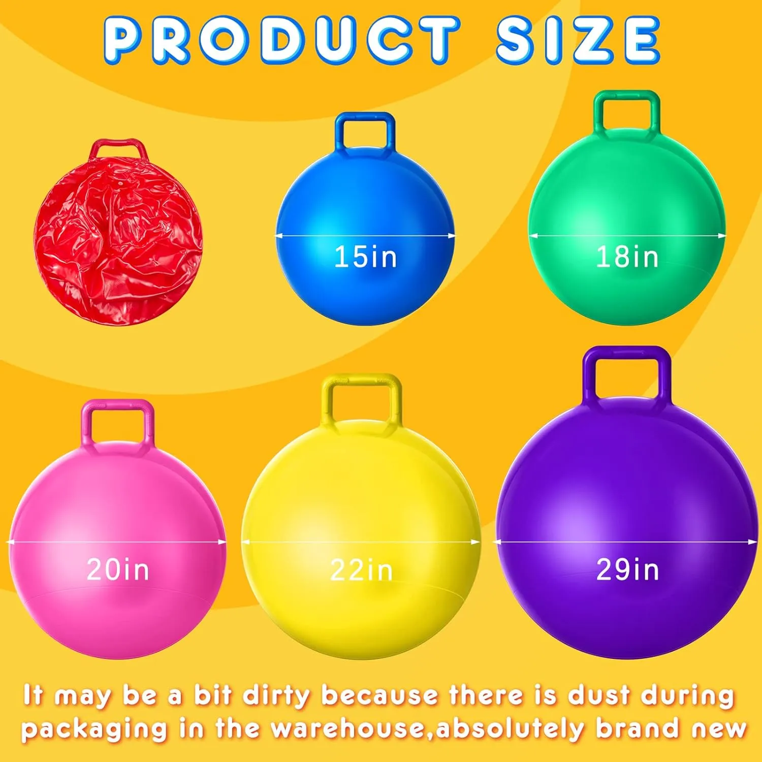 Lewtemi 6 Pcs Hopper Ball Carnival Outdoor Games 15 Inch Jumping Hopping Inflatable Bouncing Ball with Handle and Air Pump for Kids Sport Exercise (Red, Blue, Green, Pink, Yellow, Purple)