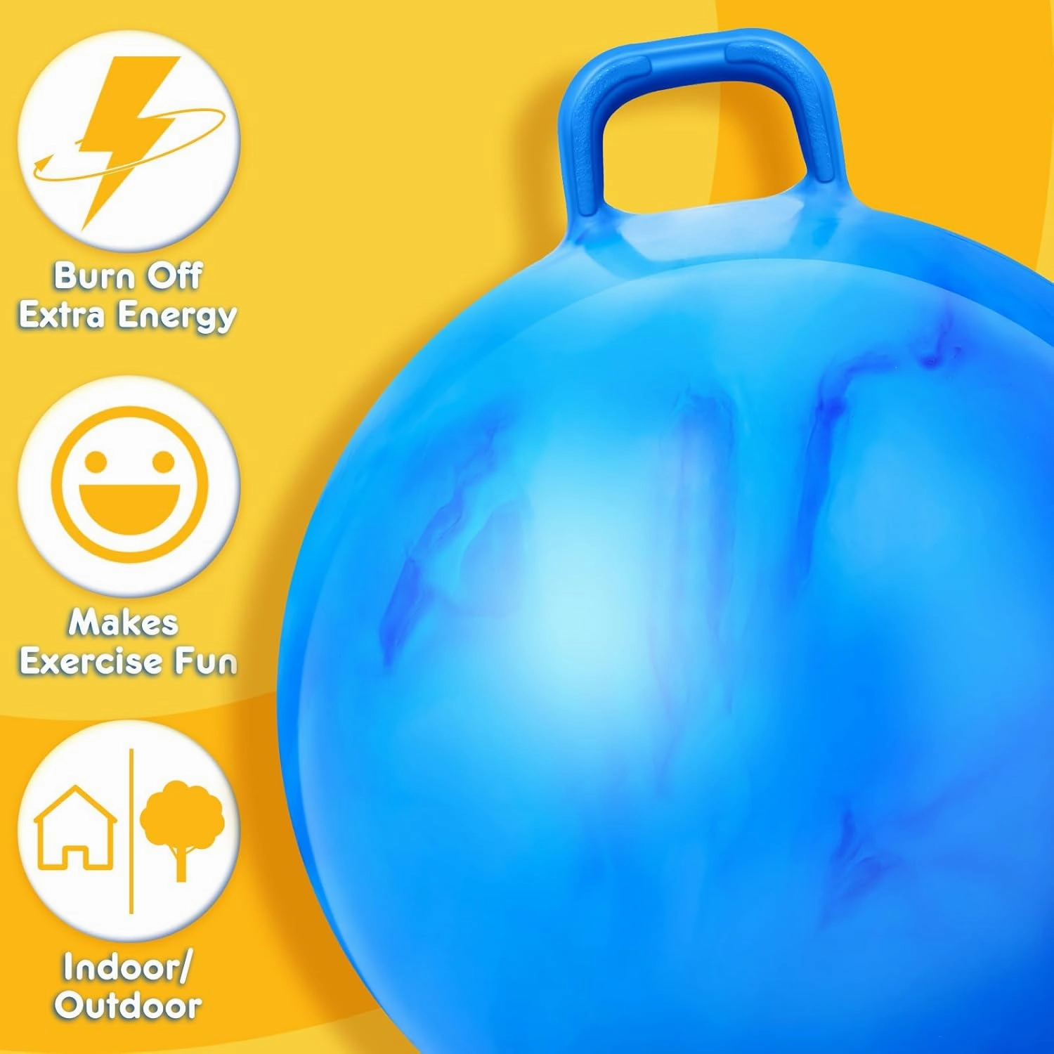 Lewtemi 2 Pcs 31 Inch Big Bouncing Ball with Handle Jumping Hopper Bouncy Ball for Adults Exercise and Air Pump for Outdoor Sports Game(Gradient Purple, Gradient Blue)