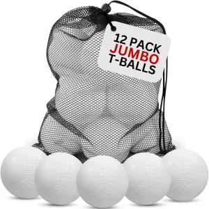 Liberty Imports 12 PCS Toddler & Little Kids Replacement T Ball Baseball Balls - Jumbo Plastic T-Balls with Mesh Bag, 3.5-inch Oversized Tballs for Totsports T-Ball Set, Softball, Training