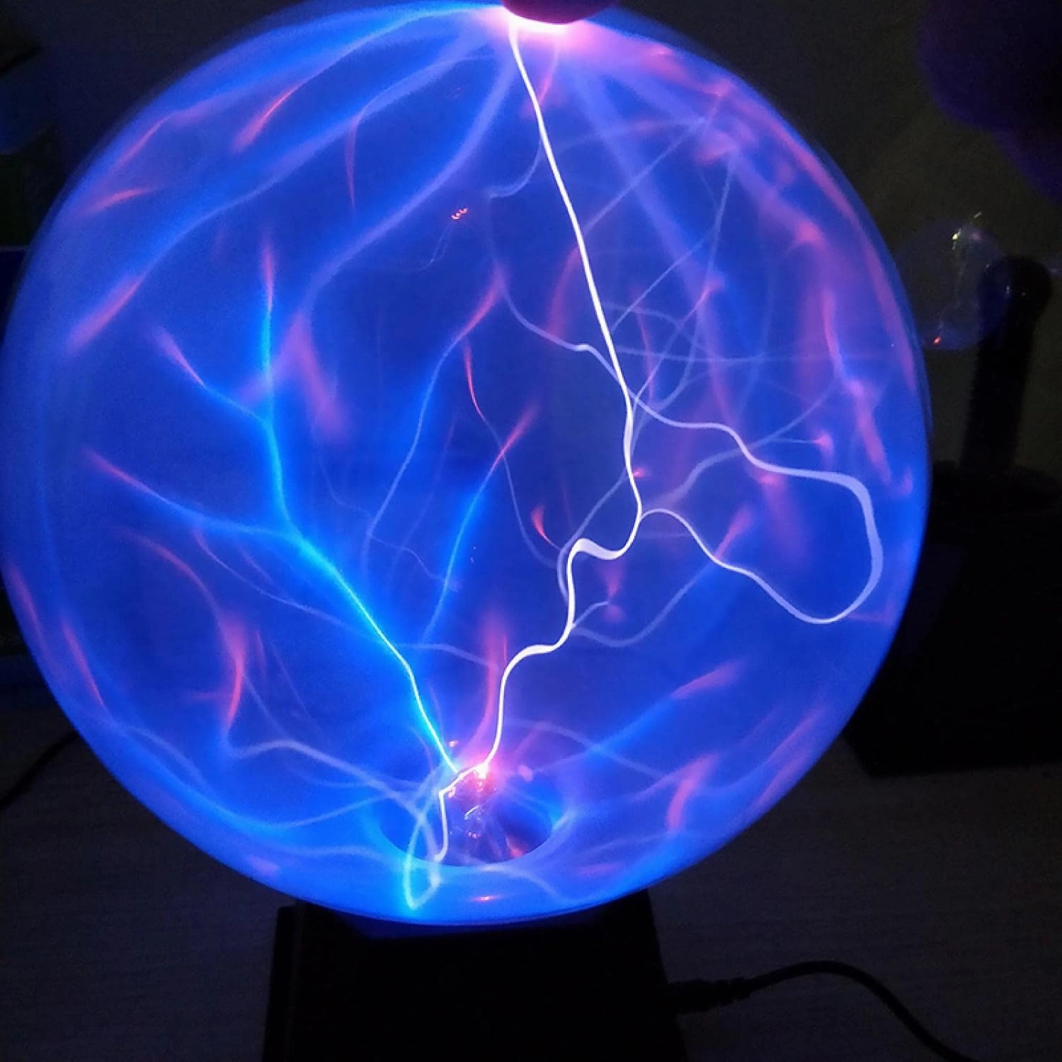 Lightning Ball Ion Ball Tesla Coil Glow Ball Arc Ball Touch Lightning Can Be Voice Controlled 8Inblue
