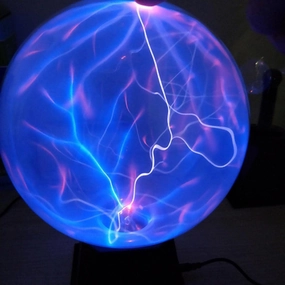 Lightning Ball Ion Ball Tesla Coil Glow Ball Arc Ball Touch Lightning Can Be Voice Controlled 8Inblue
