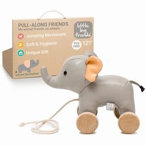 Little Big Friends Pull Along Friends | Pull Along Toy for Baby | Traditional Toys | Easy to Clean | Vincent The Elephant