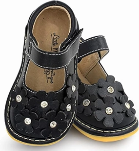 Little Mae's Boutique Mary Jane Squeaky Shoes for Toddler Girls, Ideal Walking Shoes with Removable Squeaker and Adjustable Strap - Soft Sole Shoes for Little Girls