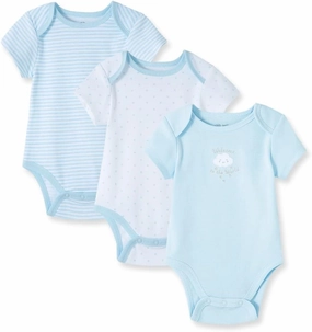 Little Me Clothes for Baby 3-Pack 100% Cotton Scratch Free Tag Bodysuits, Newborn to 9 Months