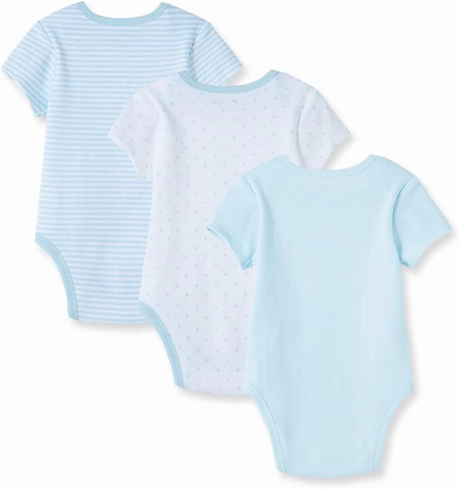 Little Me Clothes for Baby 3-Pack 100% Cotton Scratch Free Tag Bodysuits, Newborn to 9 Months