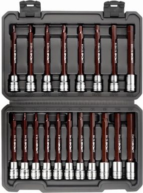 LLNDEI 3/8-Inch Drive Extra Long Allen Hex Bit Socket Set 19PCS- Standard SAE & Metric (1/8"-3/8", 3-12mm), CR-V&S2 Alloy Steel, Durable Tool Accessories Kit for Mechanics