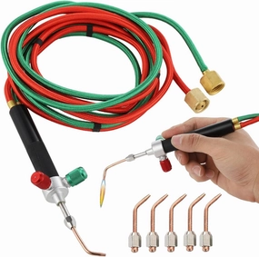 Lnrueg Mini Oxygen Acetylene Torch Kit, Handheld Oxygen Welding Torch, Portable Propane Soldering Torch with 5 Tips, Jewelry Repair Torch, 3092°F (1700°C) Welding Tool for Crafts, Electronics