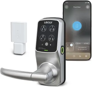 Lockly Secure Pro Smart Lock Wi-Fi, Keyless Entry Digital Keypad Door Lock, 3D Biometric Fingerprint Sensor Front Door Lock with Handle, Voice Control & Auto Lock - Latch Edition