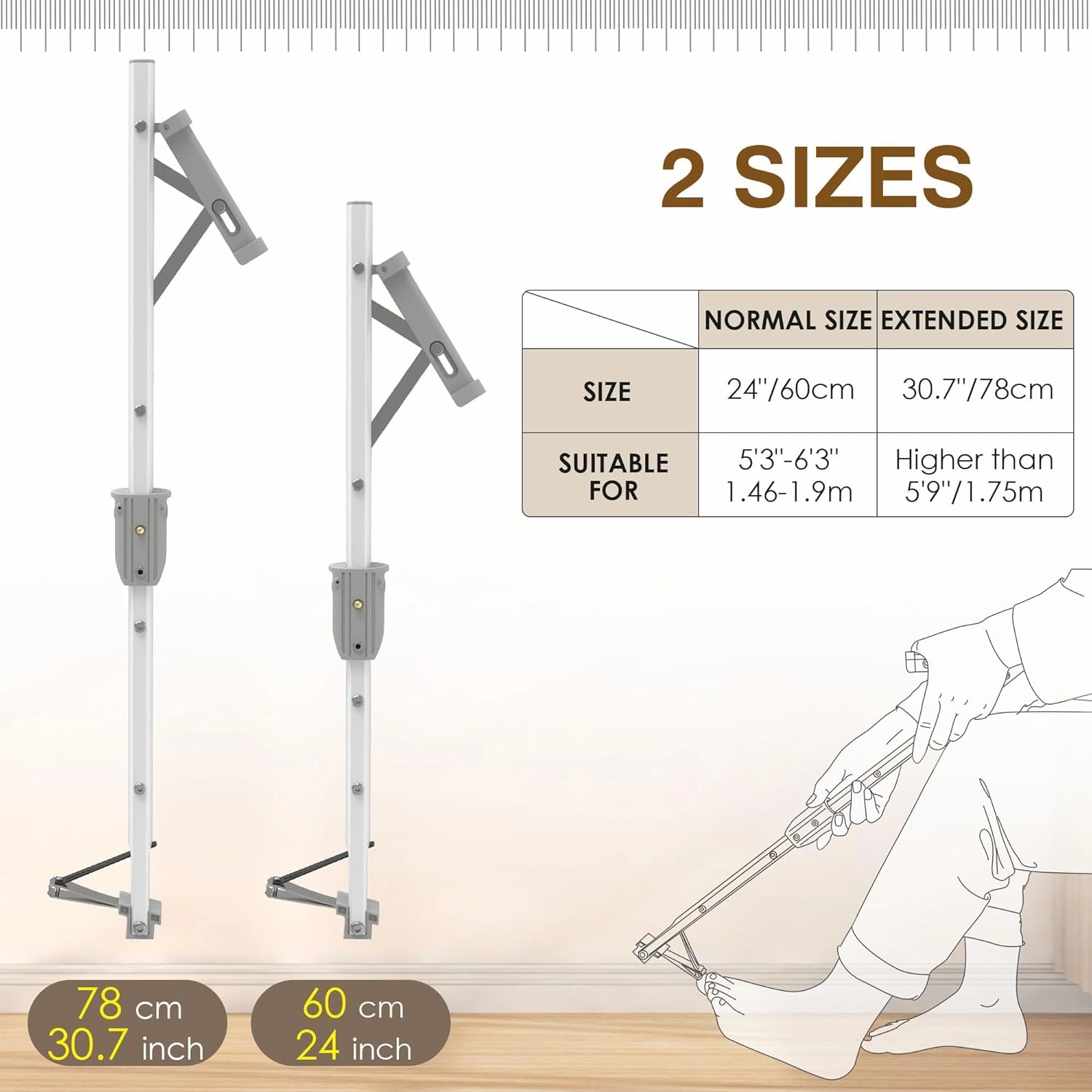Long Handled Toenail Clippers Ideal for Limited Mobility Users,No Bending Required,for Seniors,Obese, Pregnant Easy Trimming（28''White）