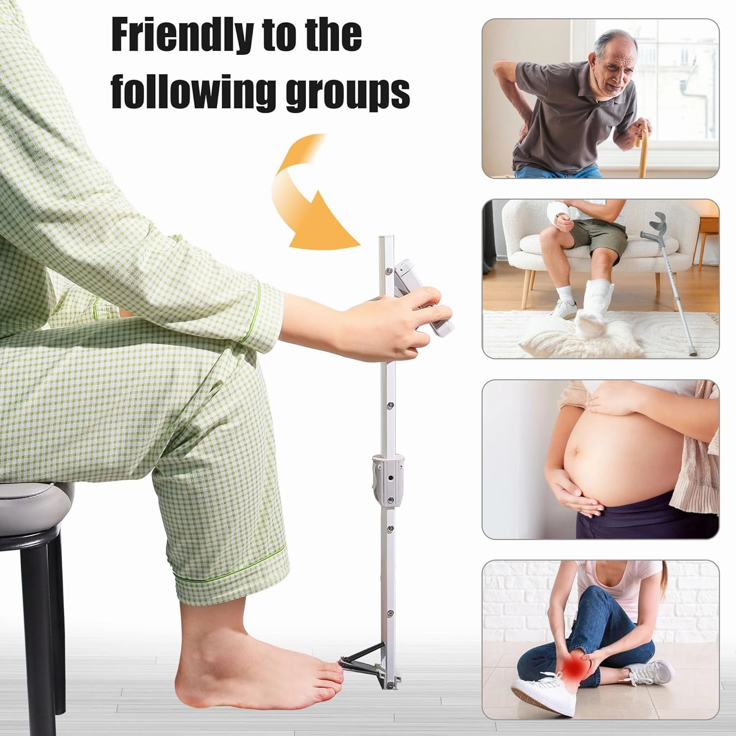 Long Handled Toenail Clippers Ideal for Limited Mobility Users,No Bending Required,for Seniors,Obese, Pregnant Easy Trimming（28''White）