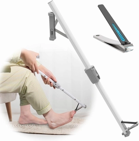 Long Handled Toenail Clippers Ideal for Limited Mobility Users,No Bending Required,for Seniors,Obese, Pregnant Easy Trimming（28''White）
