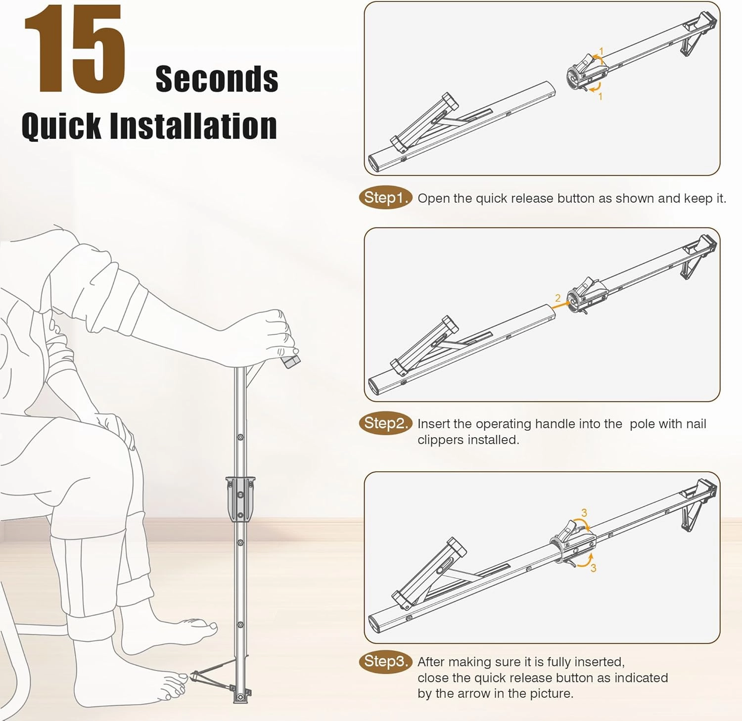 Long Handled Toenail Clippers Ideal for Limited Mobility Users,No Bending Required,for Seniors,Obese, Pregnant Easy Trimming（28''White）