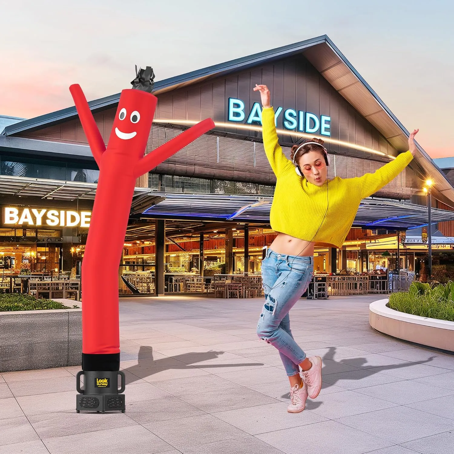 LookOurWay Air Dancers Wacky Waving Inflatable Tube Man - 7ft Tall Inflatable Dancing Man with Weather-Resitant Blower for Business Advertising - Red