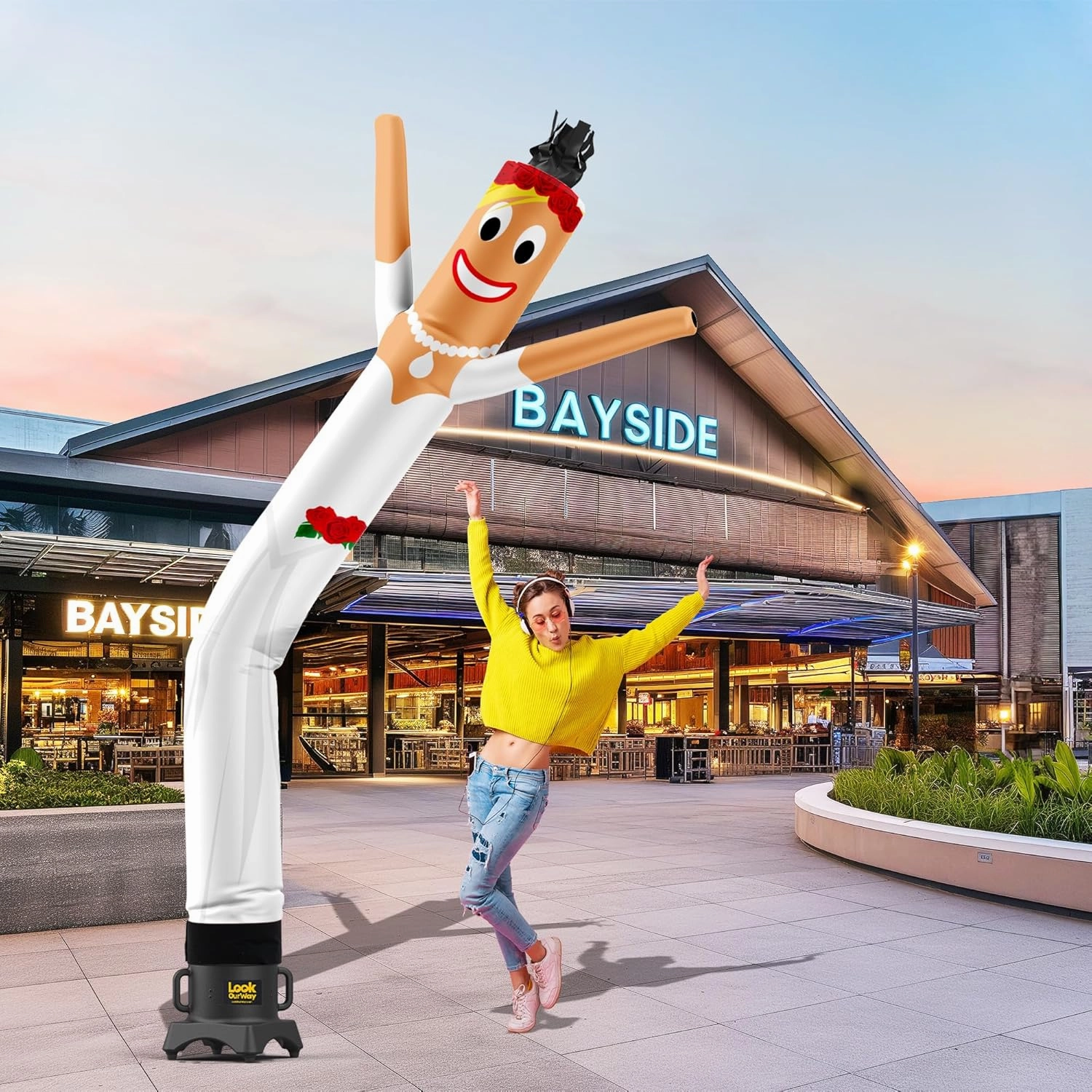 LookOurWay Air Dancers Inflatable Tube Man Attachment - 10 Feet Tall Wacky Waving Inflatable Dancing Tube Guy for Business Promotion - Blower Not Included - Wedding Bridal Dress Themed - Bride