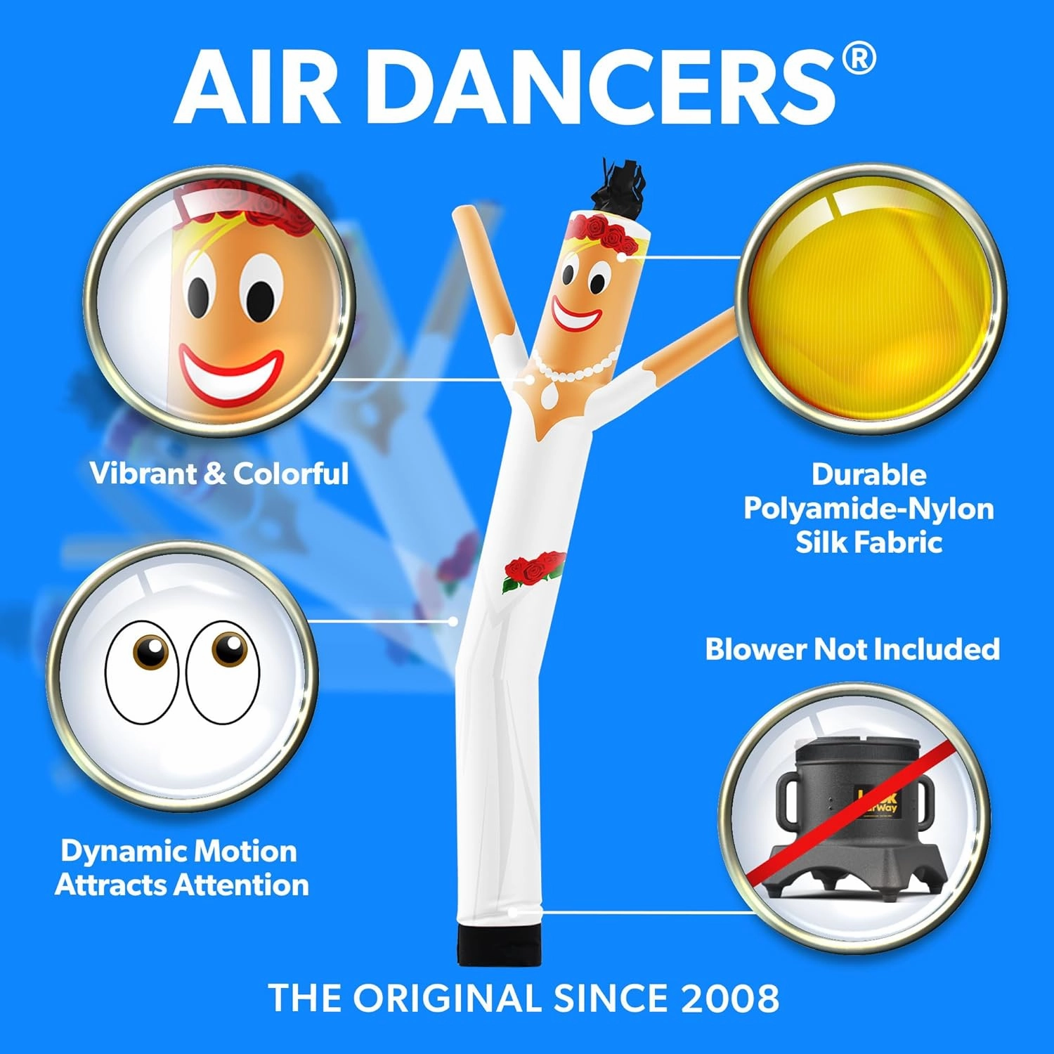 LookOurWay Air Dancers Inflatable Tube Man Attachment - 10 Feet Tall Wacky Waving Inflatable Dancing Tube Guy for Business Promotion - Blower Not Included - Wedding Bridal Dress Themed - Bride