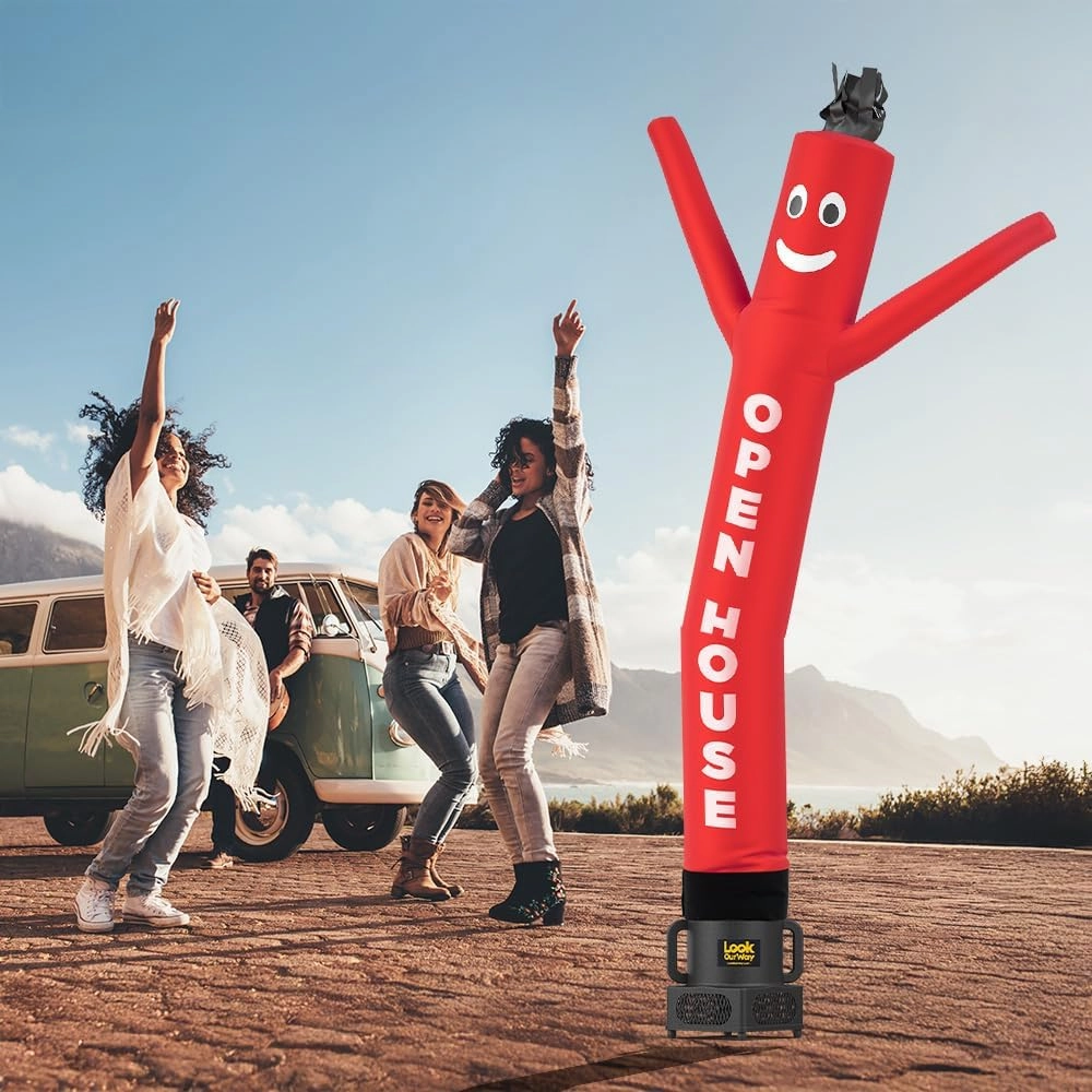 LookOurWay Air Dancers Wacky Waving Inflatable Tube Man Set - 7ft Tall Advertising Air Dancer Waving Man Inflatable Tube Guy with Sky Dancer Blower- Open House Red