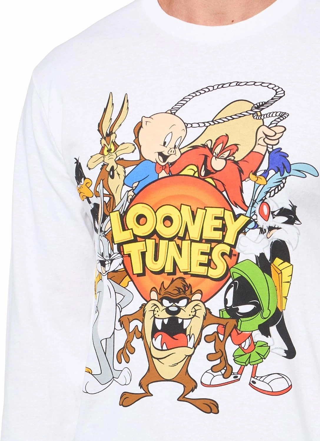 Looney Tunes Men's Long Sleeve T-Shirt-Bugs Bunny, Taz, Marvin