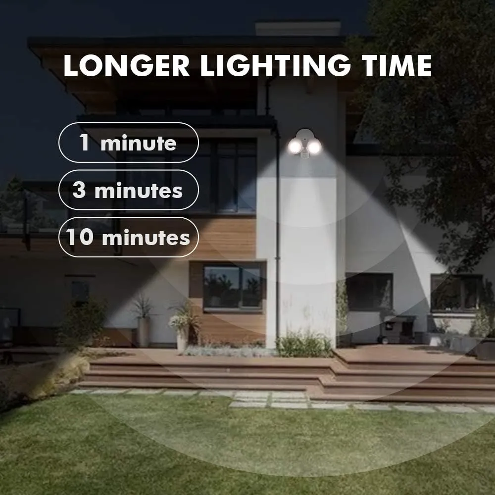 LUTEC P6221W-PIR24 2000 Lumen 18 Watt 26 LED Motion Activated Integrated Dual-Head Flood Light Outdoor, IP54 Waterproof Exterior Security Floodlight for Patio, Garden, Yard, Warehouse-White