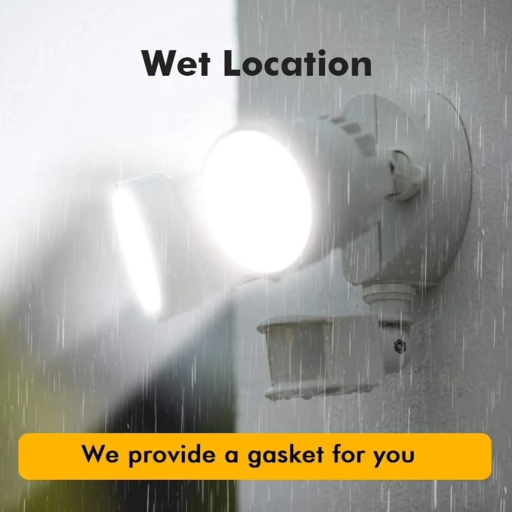 LUTEC P6221W-PIR24 2000 Lumen 18 Watt 26 LED Motion Activated Integrated Dual-Head Flood Light Outdoor, IP54 Waterproof Exterior Security Floodlight for Patio, Garden, Yard, Warehouse-White