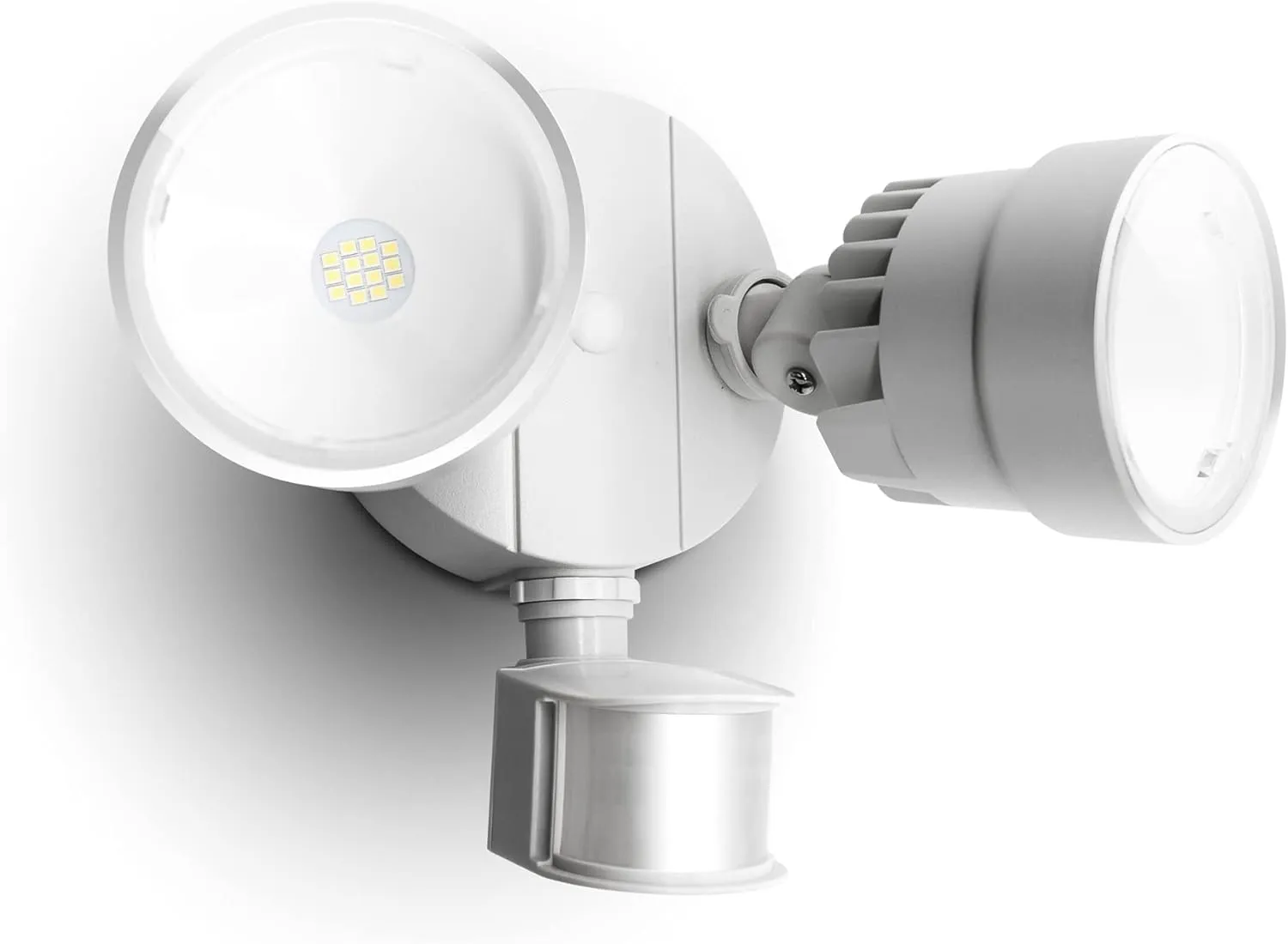 LUTEC P6221W-PIR24 2000 Lumen 18 Watt 26 LED Motion Activated Integrated Dual-Head Flood Light Outdoor, IP54 Waterproof Exterior Security Floodlight for Patio, Garden, Yard, Warehouse-White