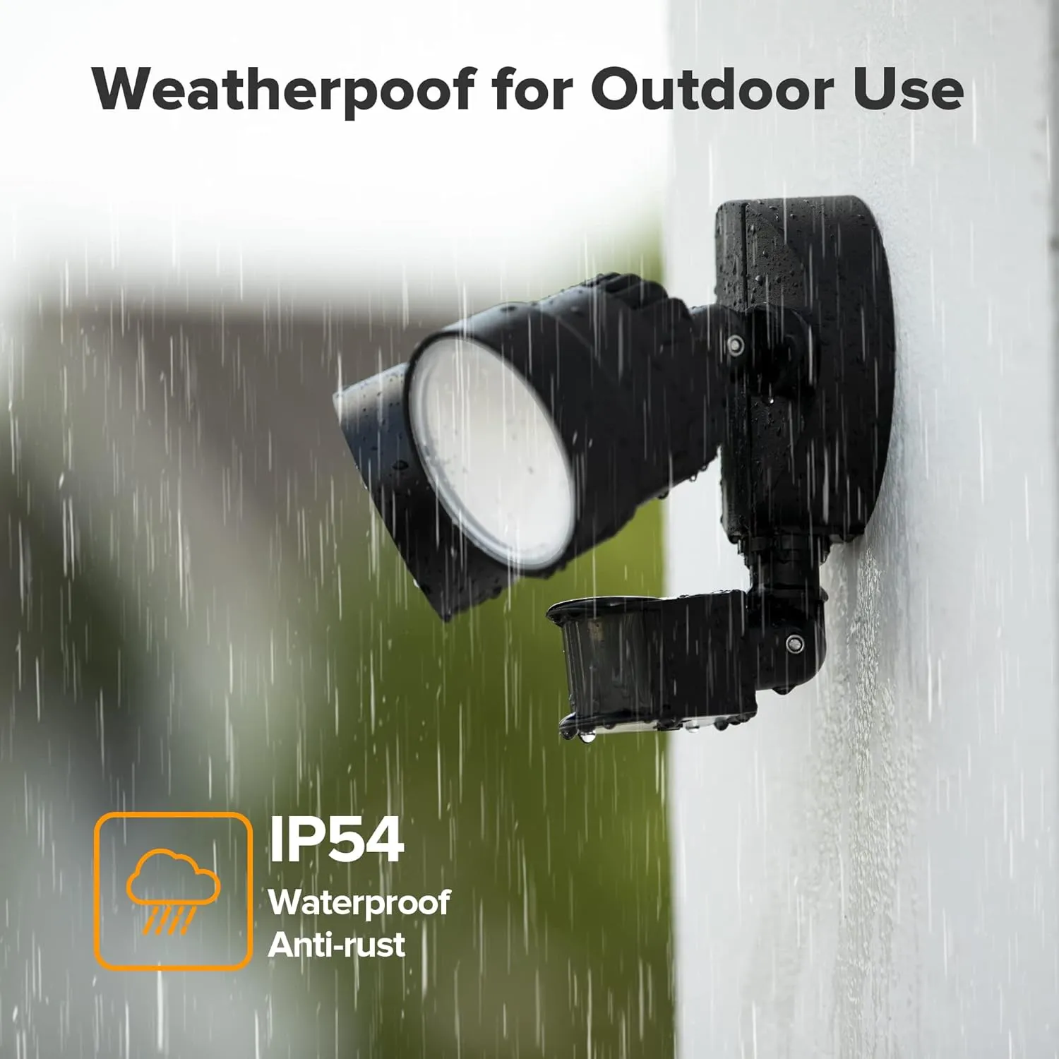 LUTEC Shrimp P6221B-PIR24 2000 Lumen 18 Watt 26 LED Motion Activated Integrated Dual-Head Floodlight Outdoor, IP54 Waterproof Exterior Security Wall Light for Patio, Garden, Yard-Black