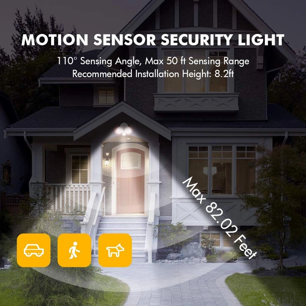 LUTEC P6221W-PIR24 2000 Lumen 18 Watt 26 LED Motion Activated Integrated Dual-Head Flood Light Outdoor, IP54 Waterproof Exterior Security Floodlight for Patio, Garden, Yard, Warehouse-White