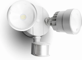 LUTEC P6221W-PIR24 2000 Lumen 18 Watt 26 LED Motion Activated Integrated Dual-Head Flood Light Outdoor, IP54 Waterproof Exterior Security Floodlight for Patio, Garden, Yard, Warehouse-White