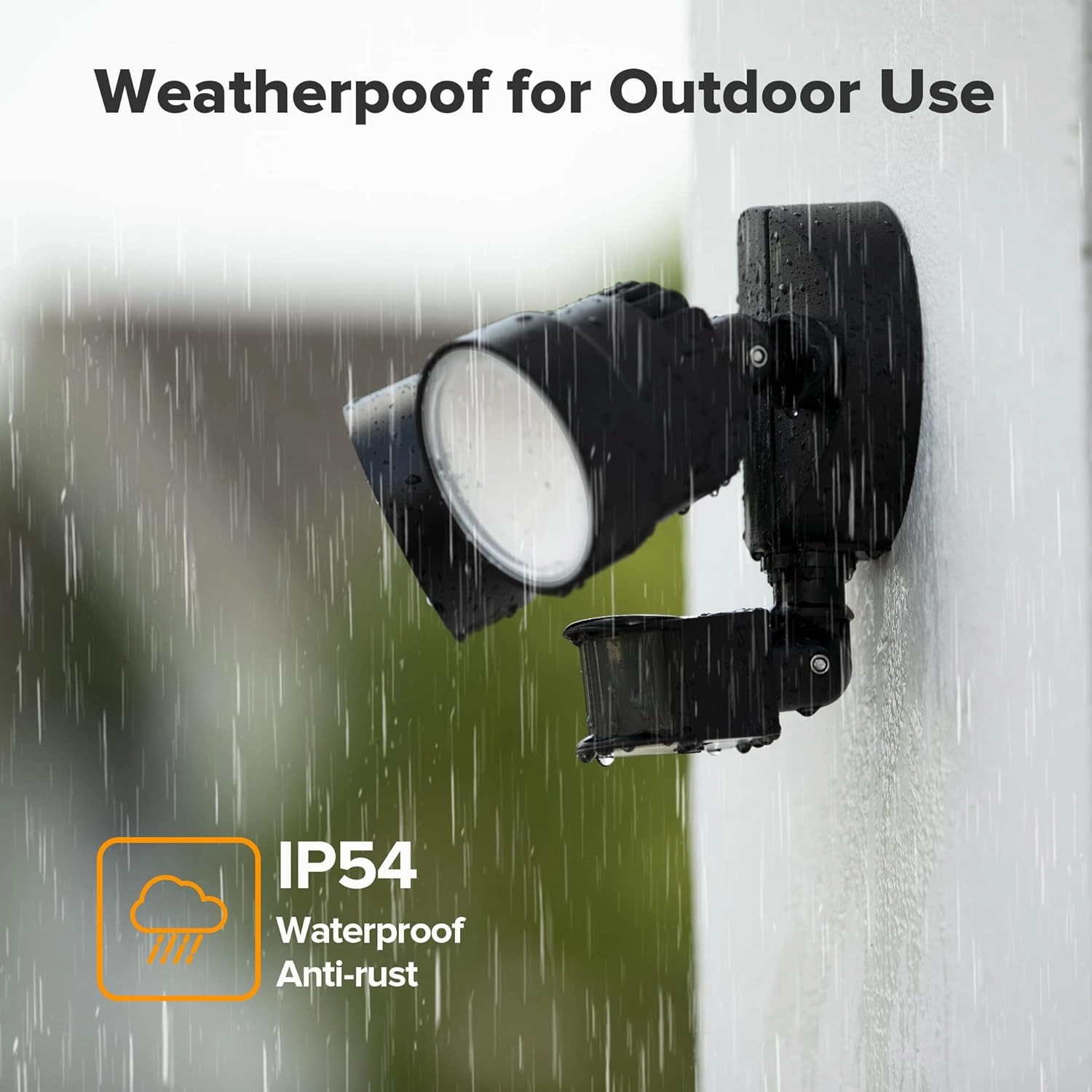 LUTEC Shrimp P6221B-PIR24 2000 Lumen 18 Watt 26 LED Motion Activated Integrated Dual-Head Floodlight Outdoor, IP54 Waterproof Exterior Security Wall Light for Patio, Garden, Yard-Black
