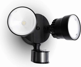 LUTEC Shrimp P6221B-PIR24 2000 Lumen 18 Watt 26 LED Motion Activated Integrated Dual-Head Floodlight Outdoor, IP54 Waterproof Exterior Security Wall Light for Patio, Garden, Yard-Black