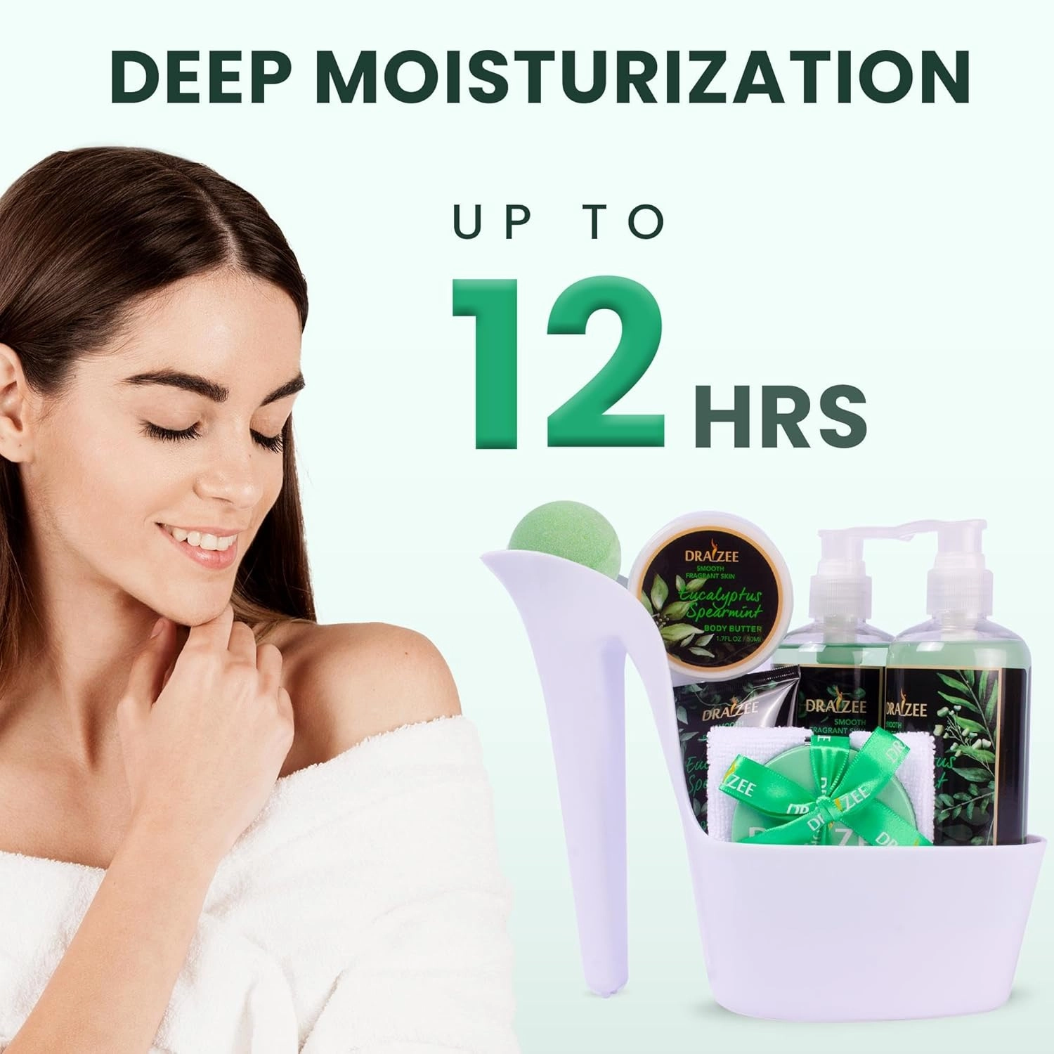 Luxury Spa Gifts for Women – 8 Pc Eucalyptus Spearmint Scented Bath and Body Set with Bubble Bath, Lotion & More – Luxury Self Care Kit for Wife, Mom, Girlfriend, Birthday Gifts for Women by Draizee