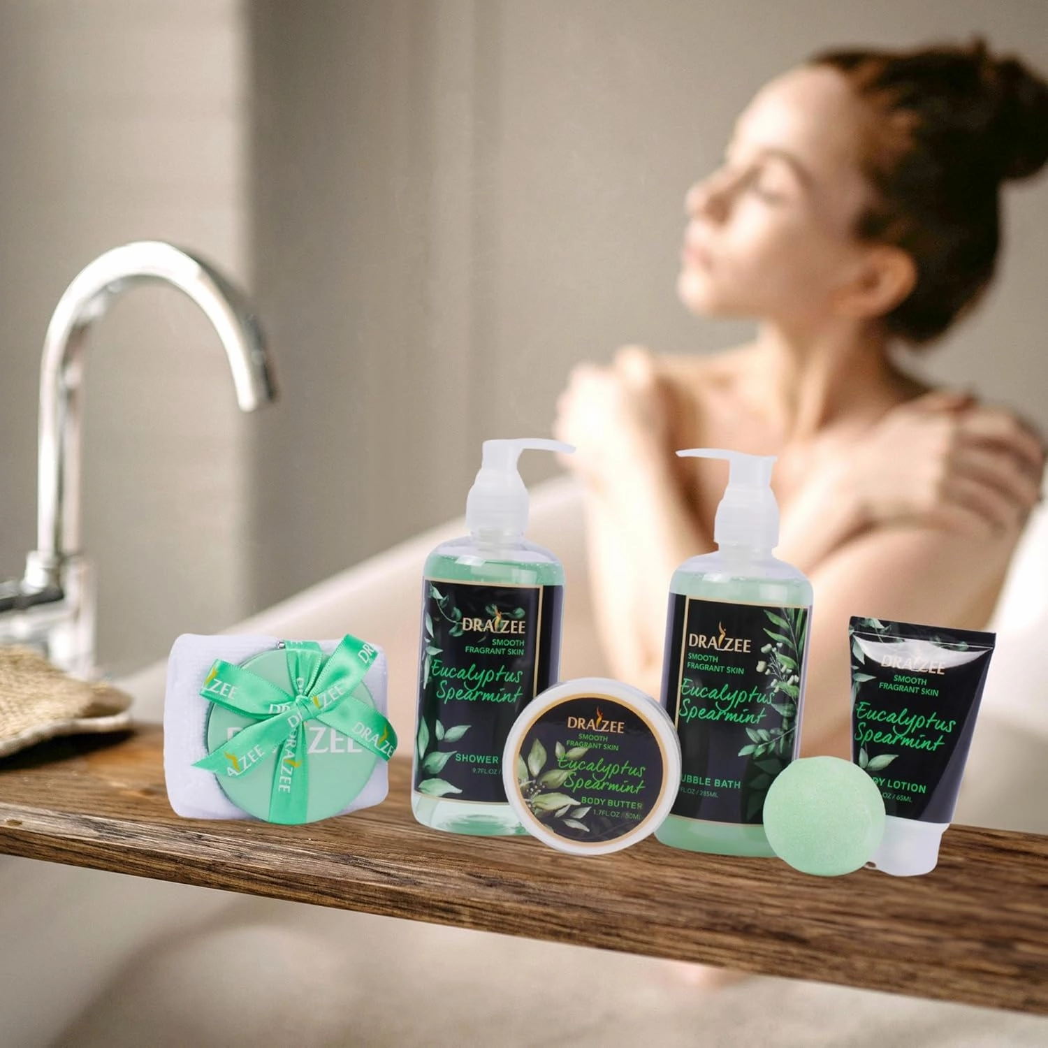 Luxury Spa Gifts for Women – 8 Pc Eucalyptus Spearmint Scented Bath and Body Set with Bubble Bath, Lotion & More – Luxury Self Care Kit for Wife, Mom, Girlfriend, Birthday Gifts for Women by Draizee