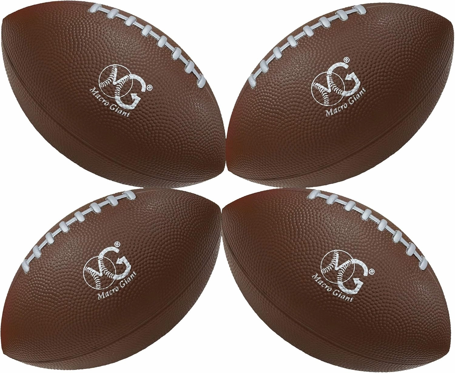 Macro Giant 9 Inch Safe Mini Soft Foam Training Practice Football, Set of 4, Brown Color, Playground Ball, Kid Sports Toys, Kickball, Backyard, Beach, School Playground, Kid Toy, Beginner