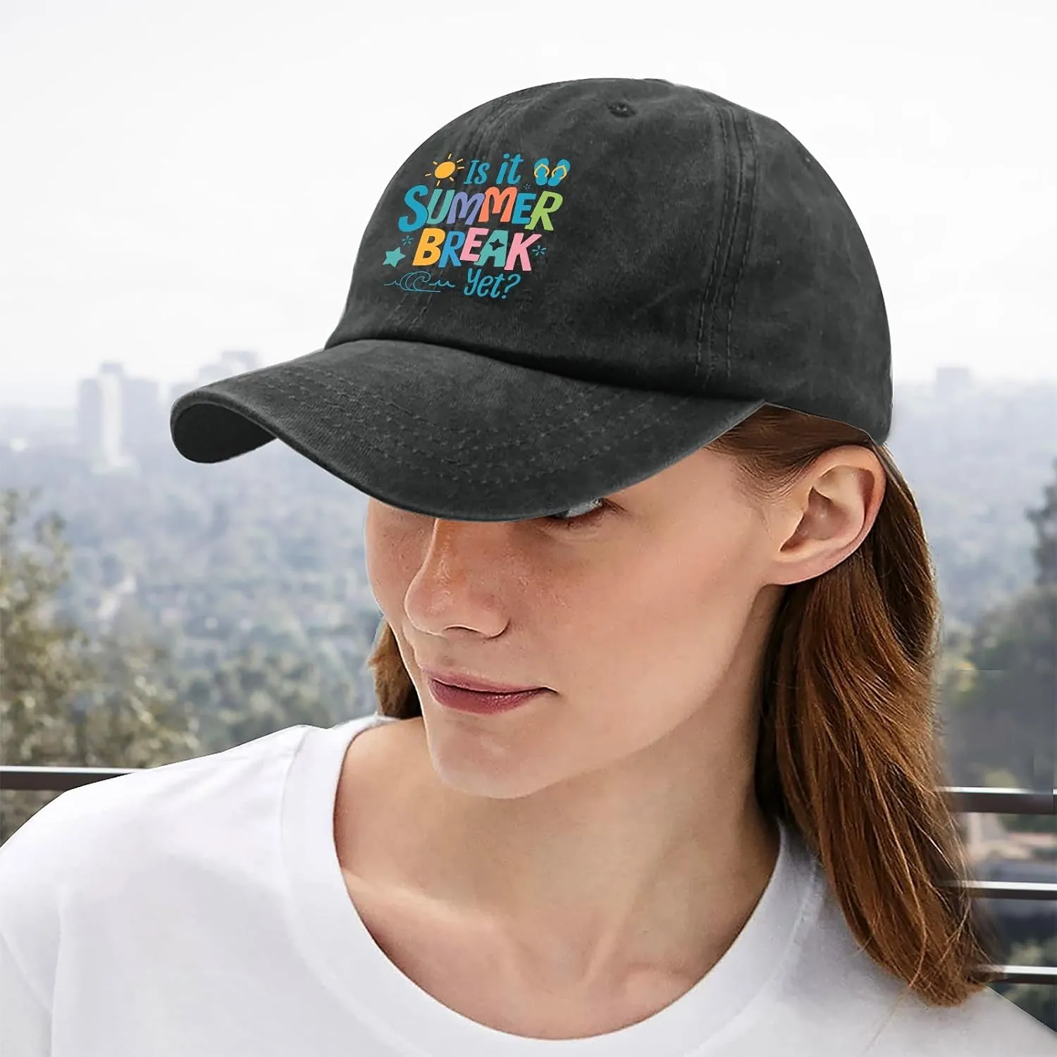 Made in US is It Summer Break Yet Hats for Women Baseball Caps Stylish Washed Ball Cap Adjustable
