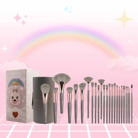 Make It Sweet 24-Piece Makeup Brush Set - Elegant Gray Design, Soft Synthetic Bristles, Complete Face and Eye Brush Kit with Travel-Friendly Holder - Ideal for Beginners, Professionals & Gift Giving