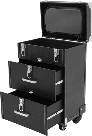 Makeup Train Case Large Storage Makeup Travel Case with Keys & 360° Swivel Wheels, Professional Makeup Case Cosmetic Train Cases w/Drawers, Make up Case for Nail Art/Hair Styling