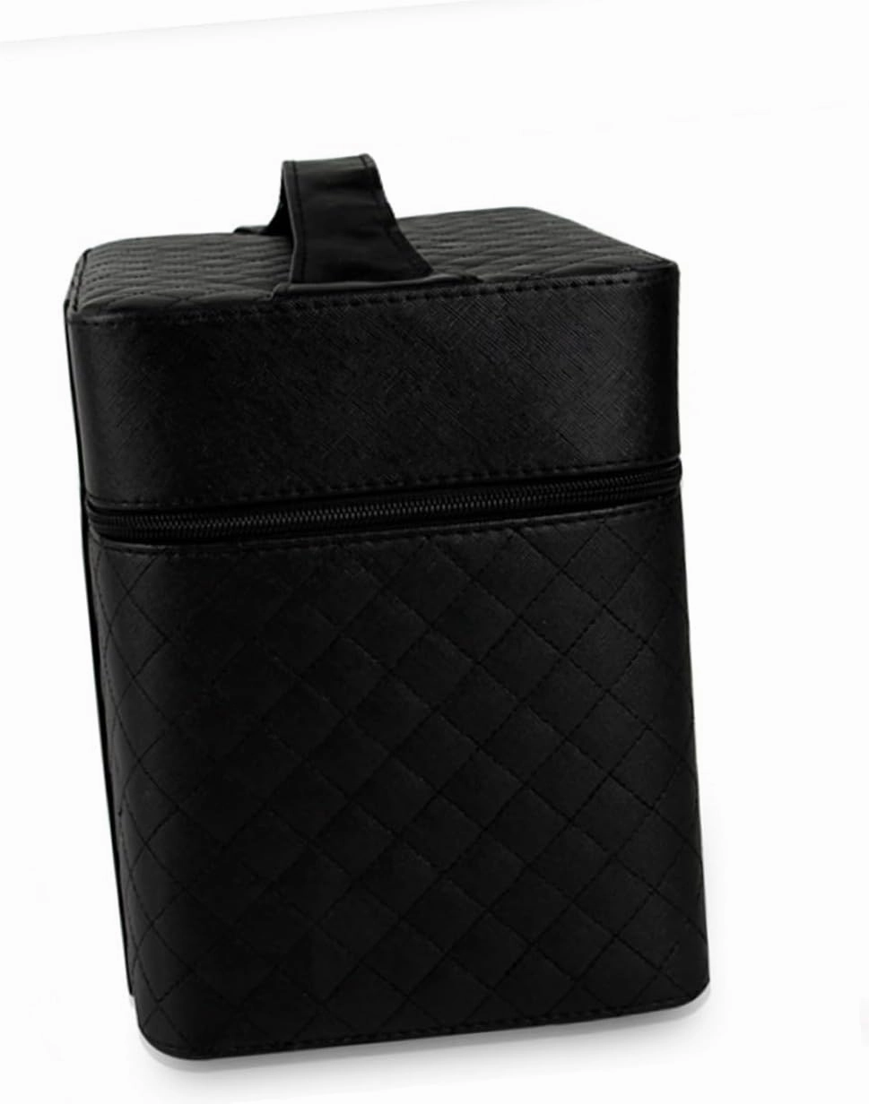 Makeup Train Box Black Double Layer Makeup Box Large Capacity Strong Construction Easy to Carry